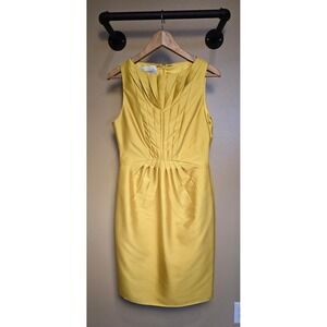 Valentino 100% silk sleeveless yellow pleated dress women's size‎ 6